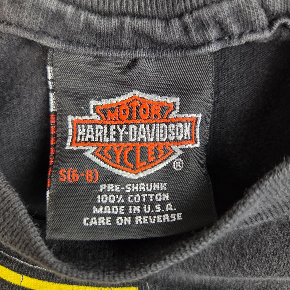 Vintage Harley Davidson Shirt Boy's Small Looney Tunes Bugs Bunny Taz 90s Black - Picture 3 of 12